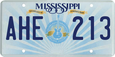 MS license plate AHE213