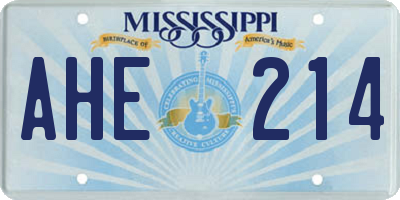 MS license plate AHE214