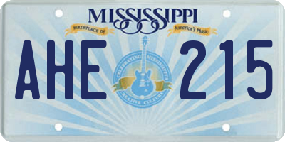 MS license plate AHE215