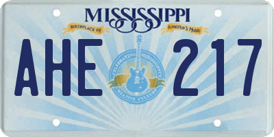 MS license plate AHE217