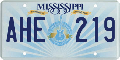 MS license plate AHE219
