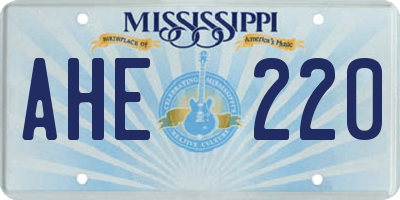 MS license plate AHE220