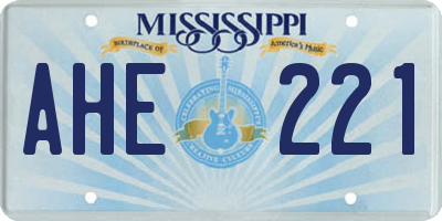 MS license plate AHE221