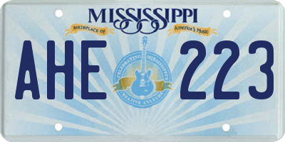 MS license plate AHE223