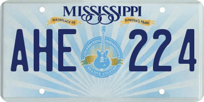 MS license plate AHE224