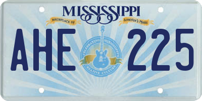 MS license plate AHE225