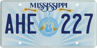MS license plate AHE227