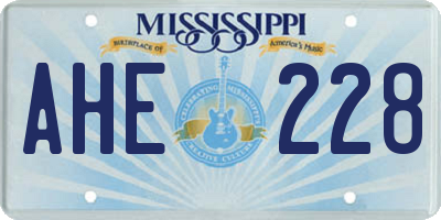 MS license plate AHE228