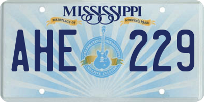 MS license plate AHE229