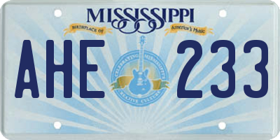 MS license plate AHE233