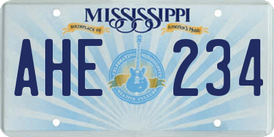 MS license plate AHE234
