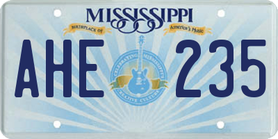 MS license plate AHE235
