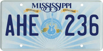 MS license plate AHE236
