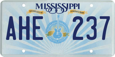 MS license plate AHE237