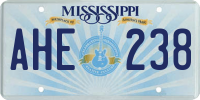 MS license plate AHE238