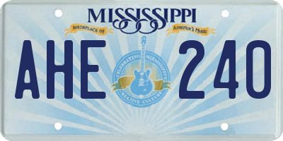 MS license plate AHE240