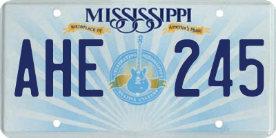 MS license plate AHE245
