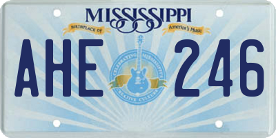 MS license plate AHE246