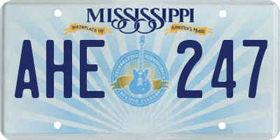 MS license plate AHE247