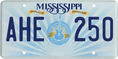 MS license plate AHE250