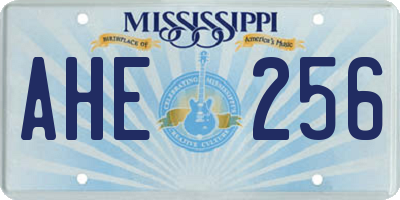 MS license plate AHE256