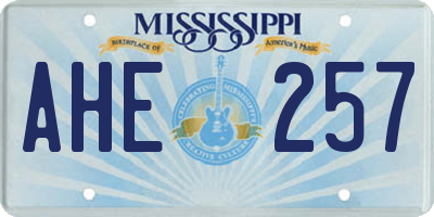 MS license plate AHE257