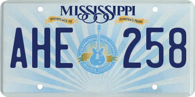 MS license plate AHE258