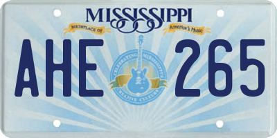 MS license plate AHE265