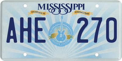 MS license plate AHE270