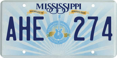 MS license plate AHE274