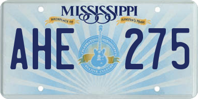 MS license plate AHE275