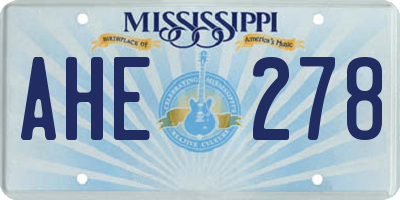 MS license plate AHE278