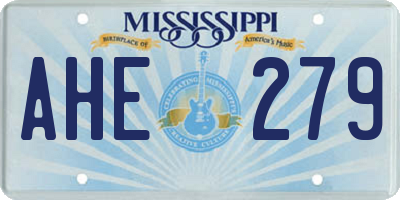 MS license plate AHE279