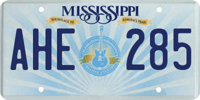 MS license plate AHE285
