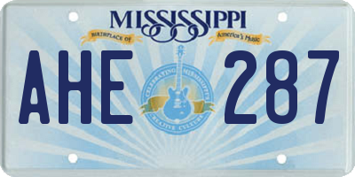 MS license plate AHE287