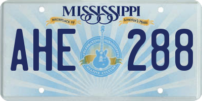 MS license plate AHE288