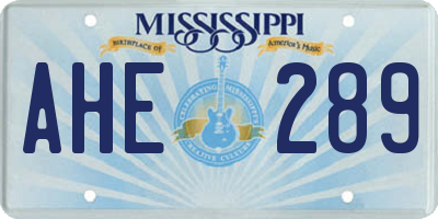 MS license plate AHE289