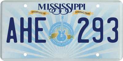 MS license plate AHE293