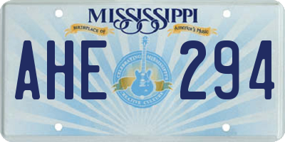 MS license plate AHE294