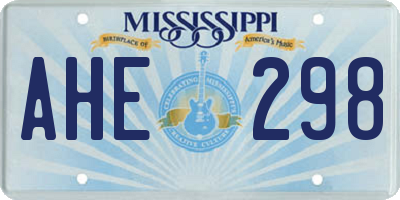 MS license plate AHE298