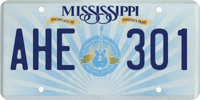 MS license plate AHE301
