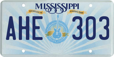MS license plate AHE303