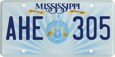 MS license plate AHE305