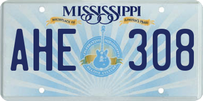 MS license plate AHE308