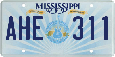 MS license plate AHE311