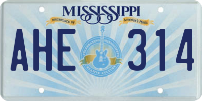 MS license plate AHE314