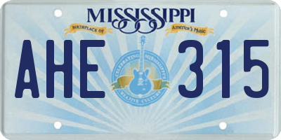 MS license plate AHE315