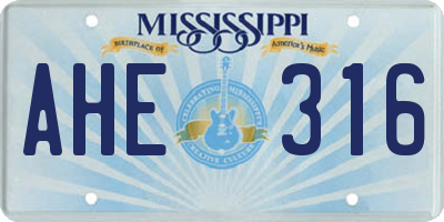 MS license plate AHE316