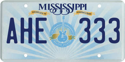 MS license plate AHE333