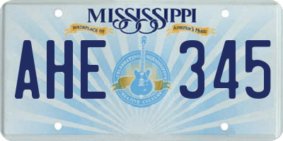 MS license plate AHE345